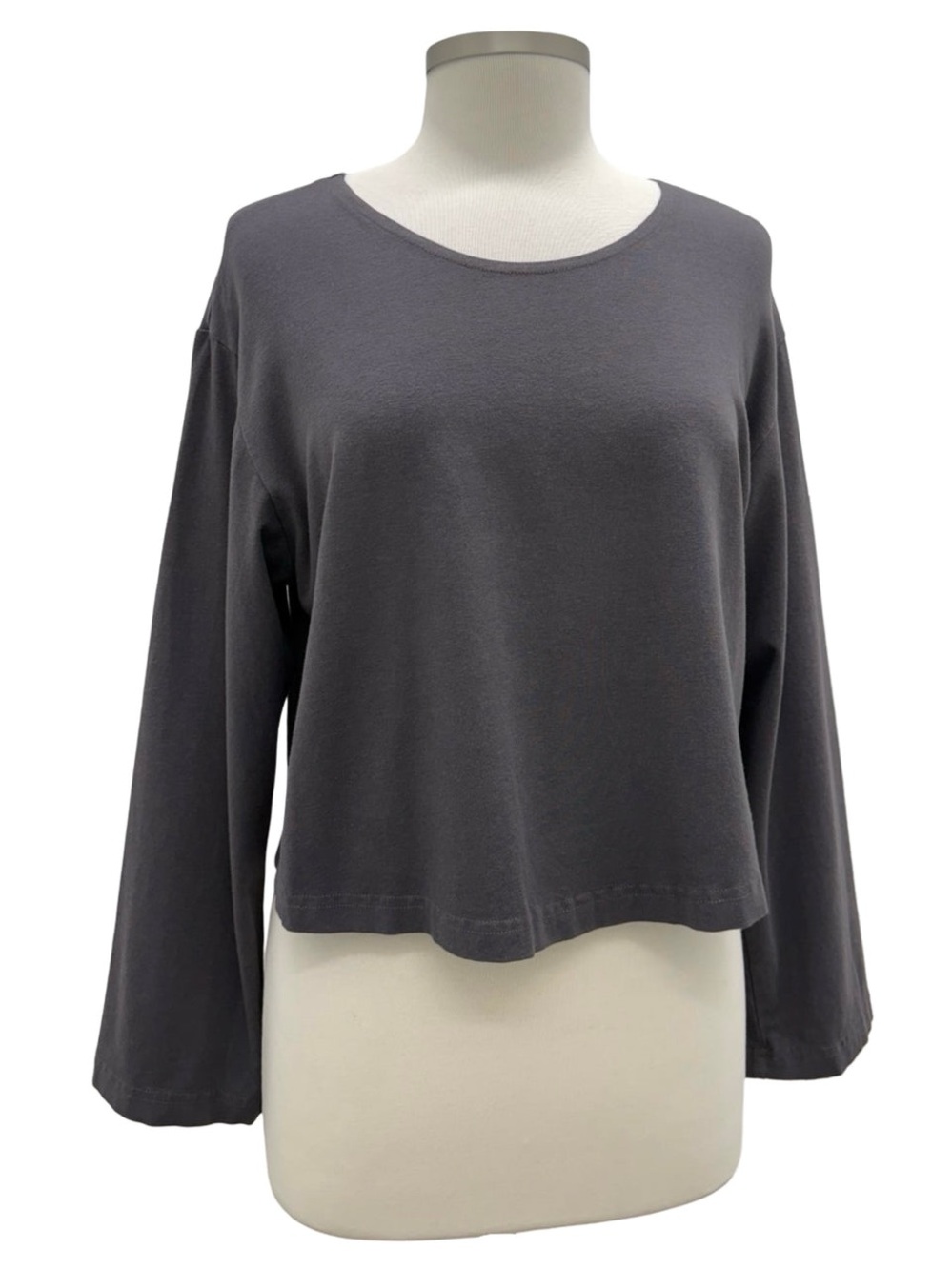 Bryn Walker Black Bamboo Organic Cotton Long Sleeve Crew Top S Made USA